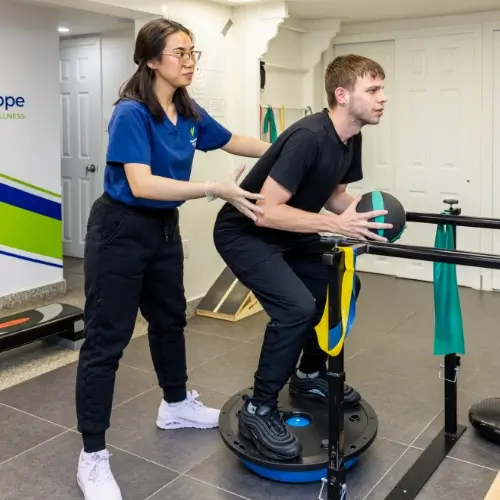 Balance training session to improve dizziness and stability